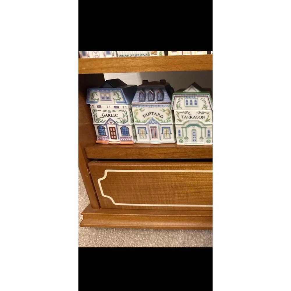 Vintage 1989 Lenox Spice Village COMPLETE 24 Set With Display Rack Shelf